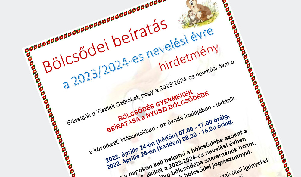 B&ouml;lcsődei be&iacute;rat&aacute;s