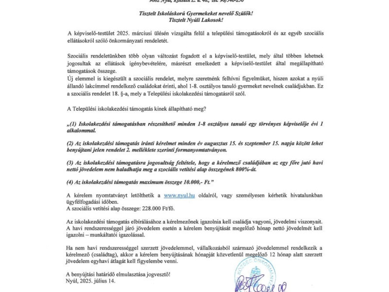 Iskolakezdési támogatás