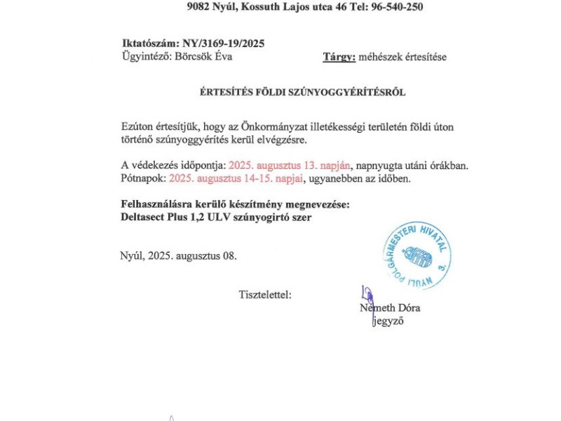 Tájékoztató földi szúnyoggyérítésről IV.